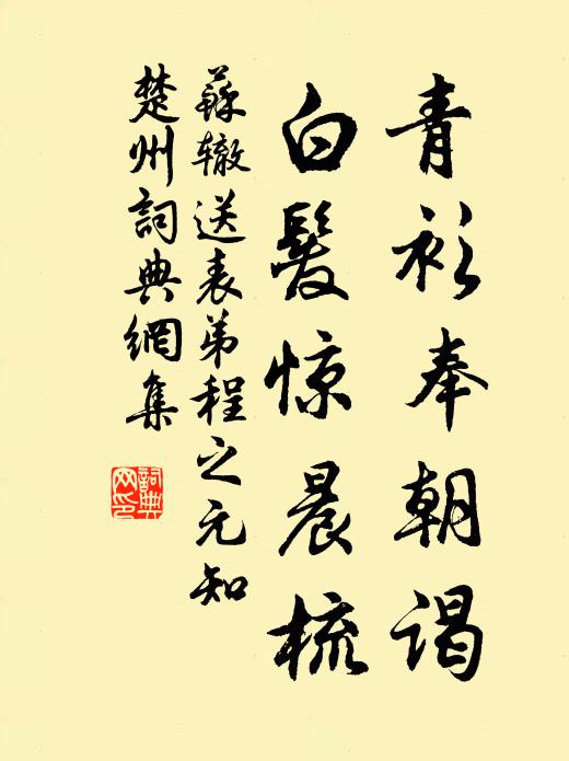 苏辙青衫奉朝谒，白发惊晨梳书法作品欣赏
