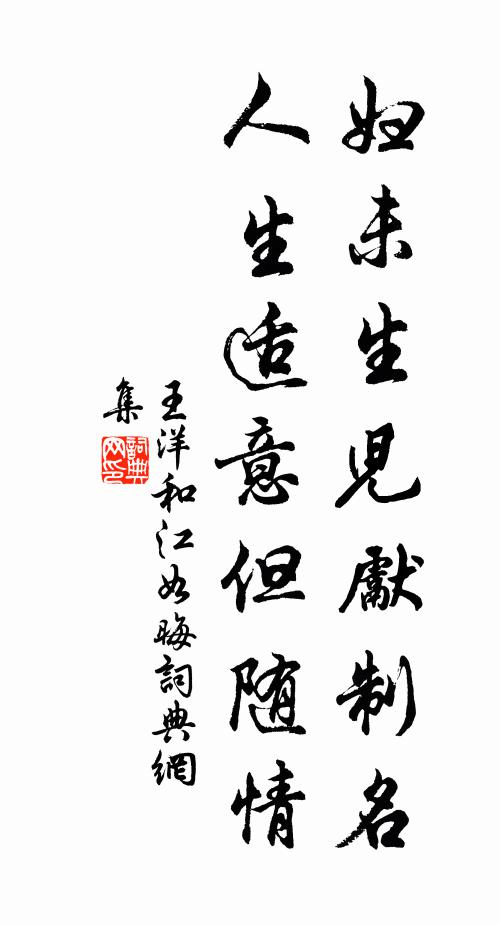 王洋妇未生儿先制名，人生适意但随情书法作品欣赏
