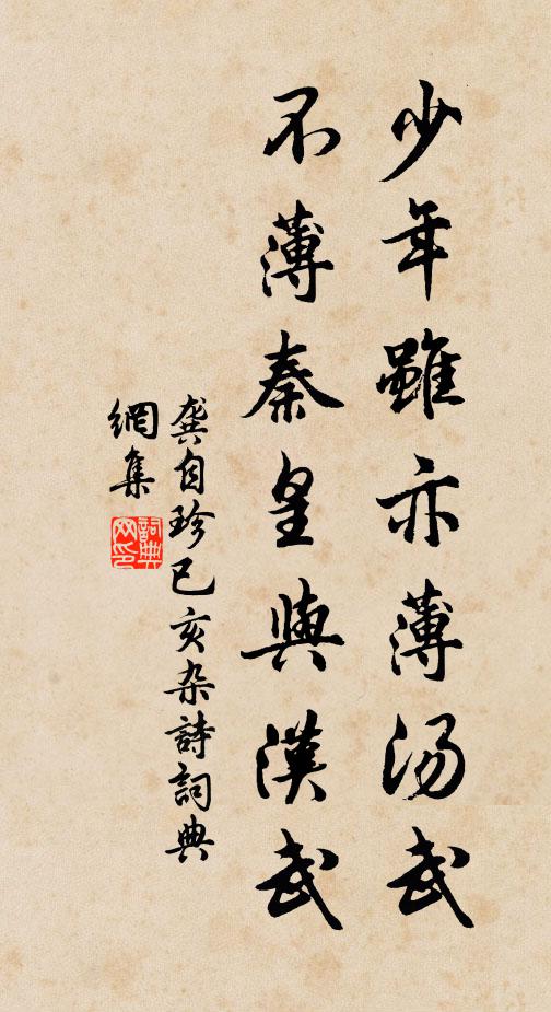 龚自珍少年虽亦薄汤武，不薄秦皇与汉武书法作品欣赏
