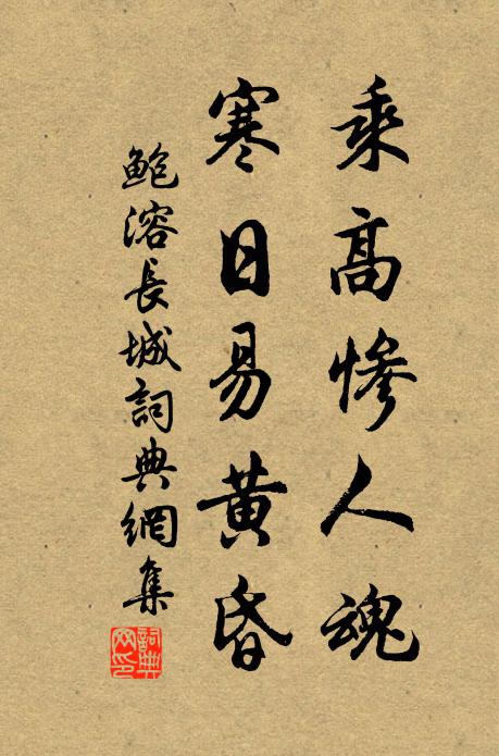 鲍溶乘高惨人魂，寒日易黄昏书法作品欣赏