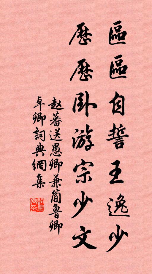 赵蕃区区自誓王逸少，历历卧游宗少文书法作品欣赏