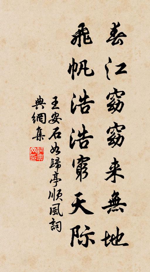 王安石春江窈窈来无地，飞帆浩浩穷天际书法作品欣赏