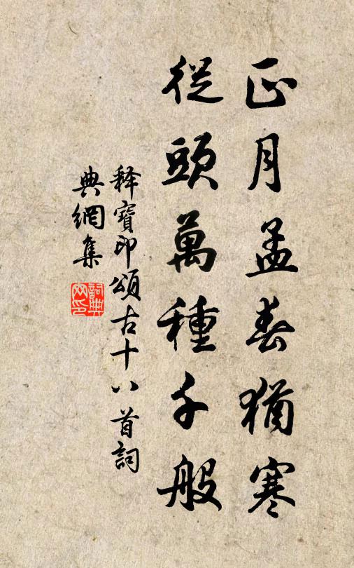 释宝印正月孟春犹寒，从头万种千般书法作品欣赏