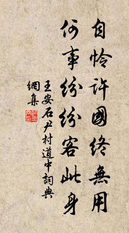 王安石自怜许国终无用，何事纷纷客此身书法作品欣赏