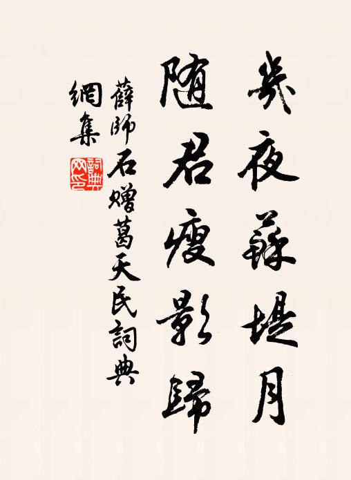 薛师石几夜苏堤月，随君瘦影归书法作品欣赏