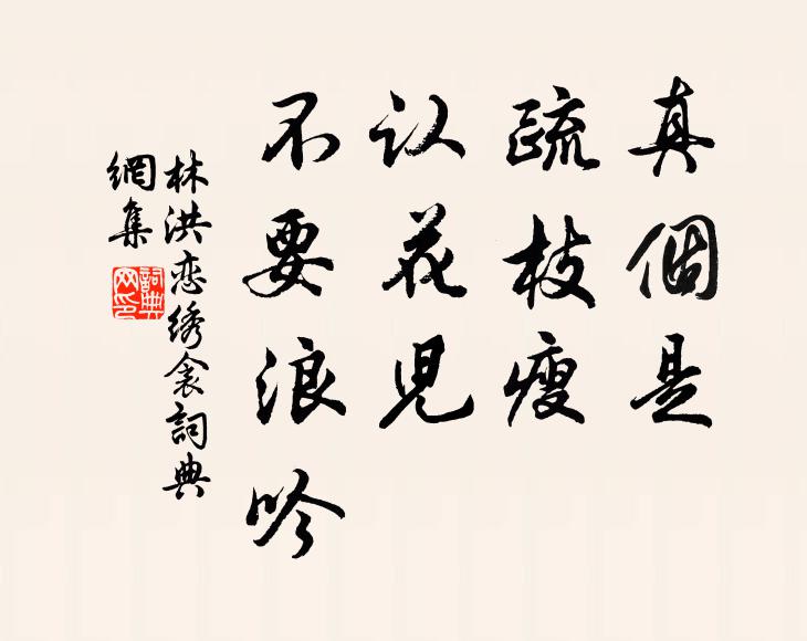 林洪真个是、疏枝瘦，认花儿、不要浪吟书法作品欣赏