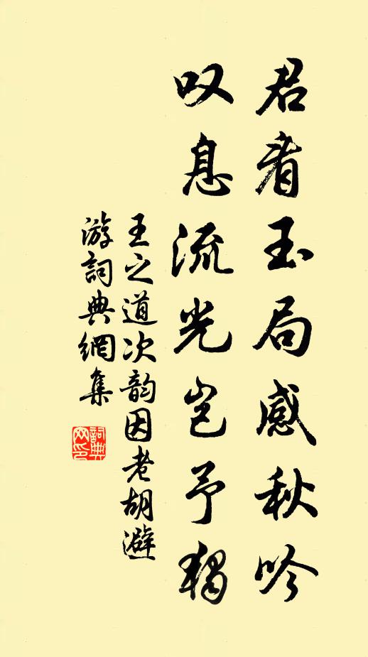 王之道君看玉局感秋吟，叹息流光岂予独书法作品欣赏