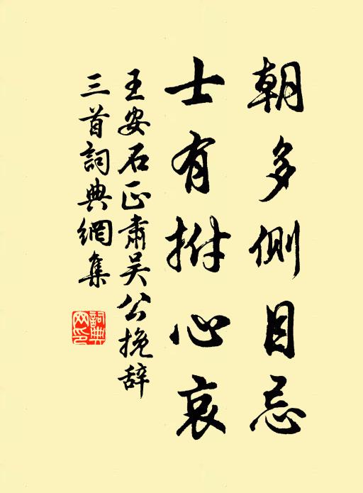 王安石朝多侧目忌，士有拊心哀书法作品欣赏