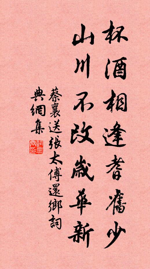 蔡襄杯酒相逢耆旧少，山川不改岁华新书法作品欣赏