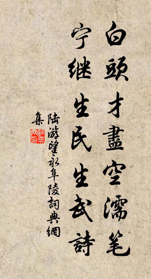 陆游白头才尽空濡笔，宁继生民生武诗书法作品欣赏