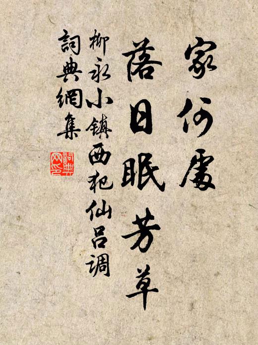 柳永家何处，落日眠芳草书法作品欣赏