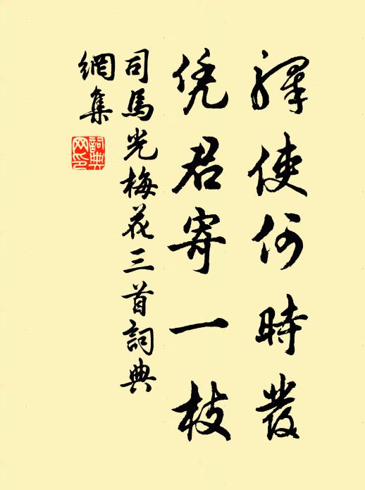 司马光驿使何时发，凭君寄一枝书法作品欣赏