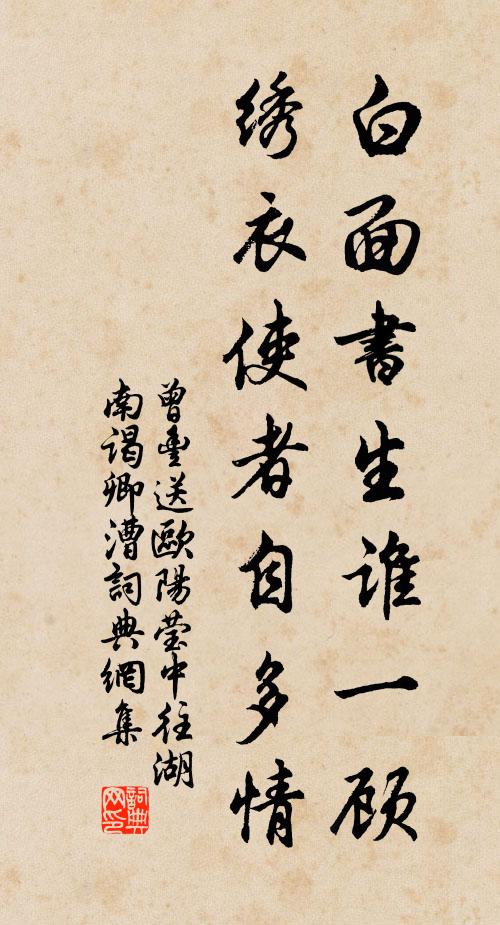 曾丰白面书生谁一顾，绣衣使者自多情书法作品欣赏