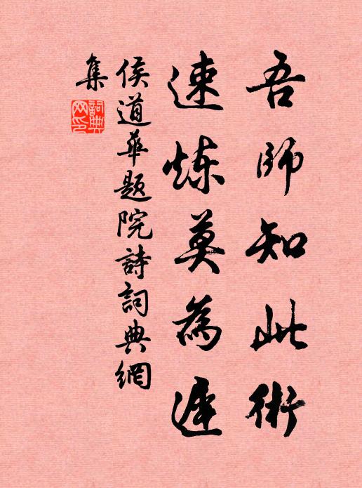 侯道华吾师知此术，速炼莫为迟书法作品欣赏