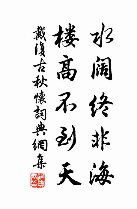 戴复古水阔终非海，楼高不到天书法作品欣赏