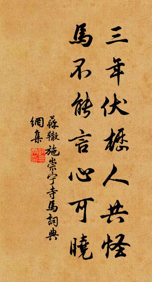 苏辙三年伏枥人共怪，马不能言心可晓书法作品欣赏