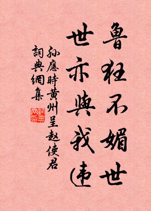孙应时鲁狂不媚世，世亦与我违书法作品欣赏