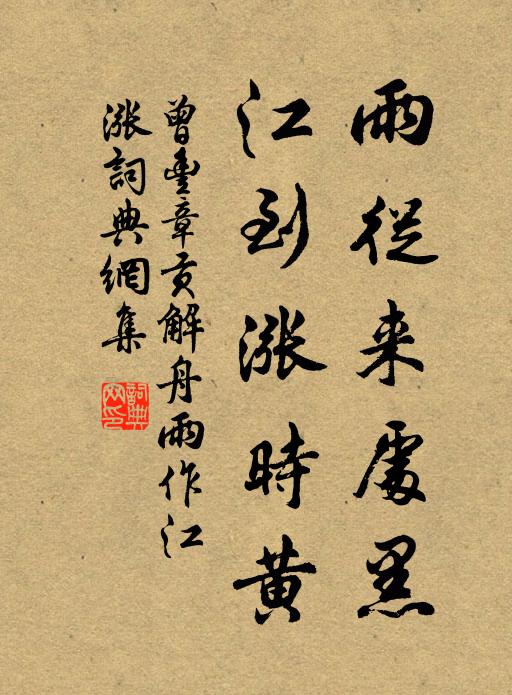 曾丰雨从来处黑，江到涨时黄书法作品欣赏