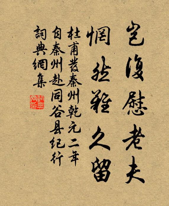 杜甫岂复慰老夫，惘然难久留书法作品欣赏