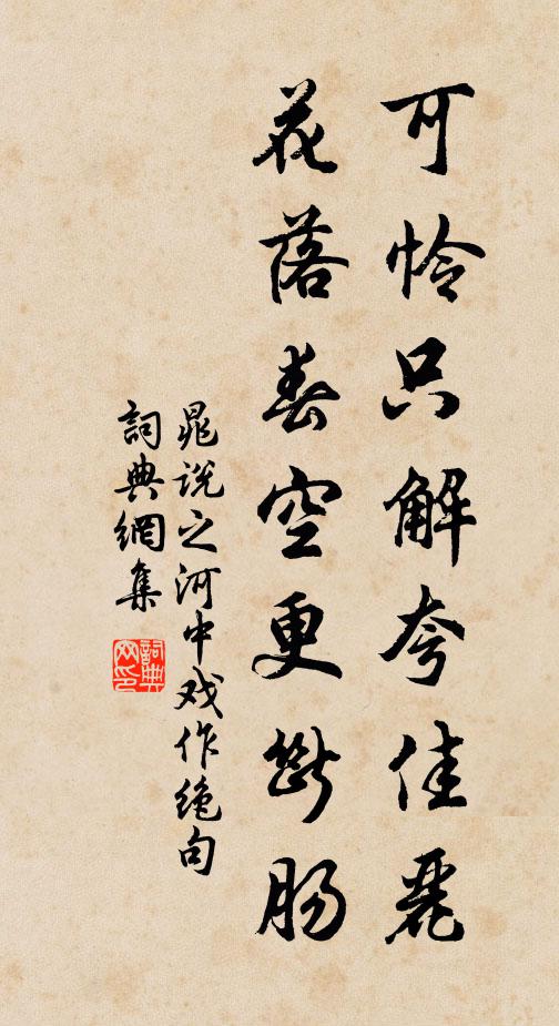 晁说之可怜只解夸佳丽，花落春空更断肠书法作品欣赏