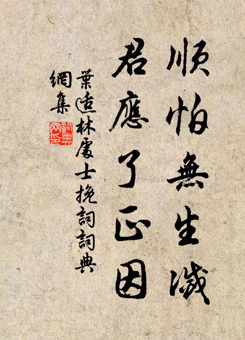 叶适顺怕无生灭，君应了正因书法作品欣赏