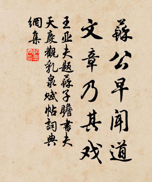 王亚夫苏公早闻道，文章乃其戏书法作品欣赏