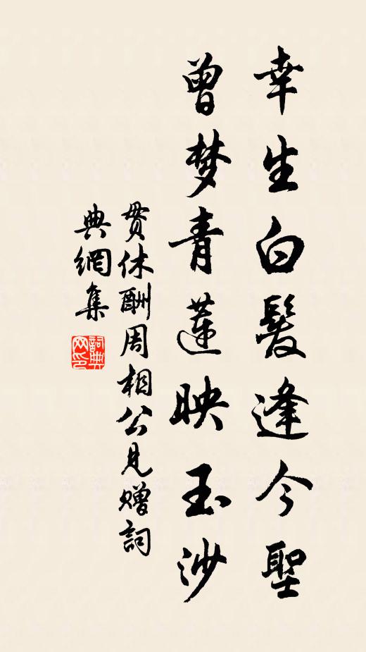 贯休幸生白发逢今圣，曾梦青莲映玉沙书法作品欣赏