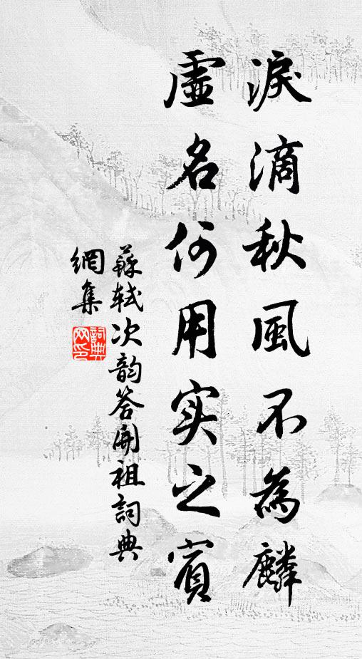 苏轼泪滴秋风不为麟，虚名何用实之宾书法作品欣赏