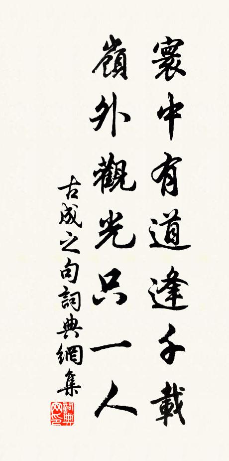 古成之寰中有道逢千载，岭外观光只一人。书法作品欣赏