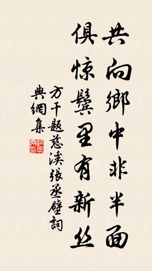 方干共向乡中非半面，俱惊鬓里有新丝书法作品欣赏