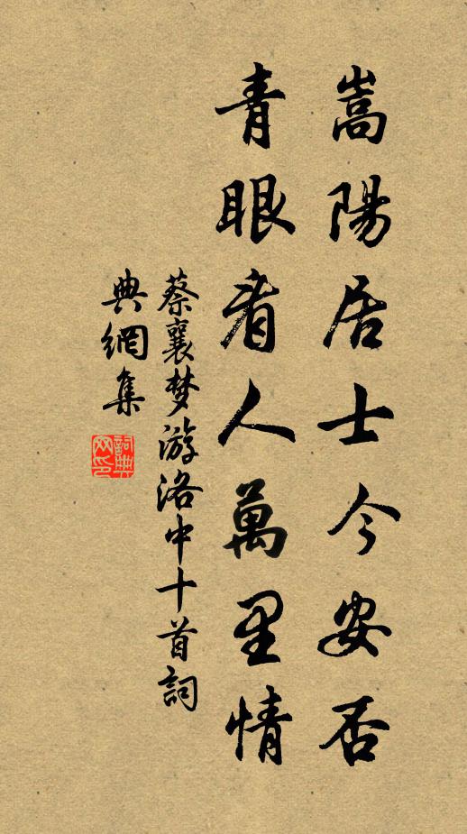 蔡襄嵩阳居士今安否，青眼看人万里情书法作品欣赏