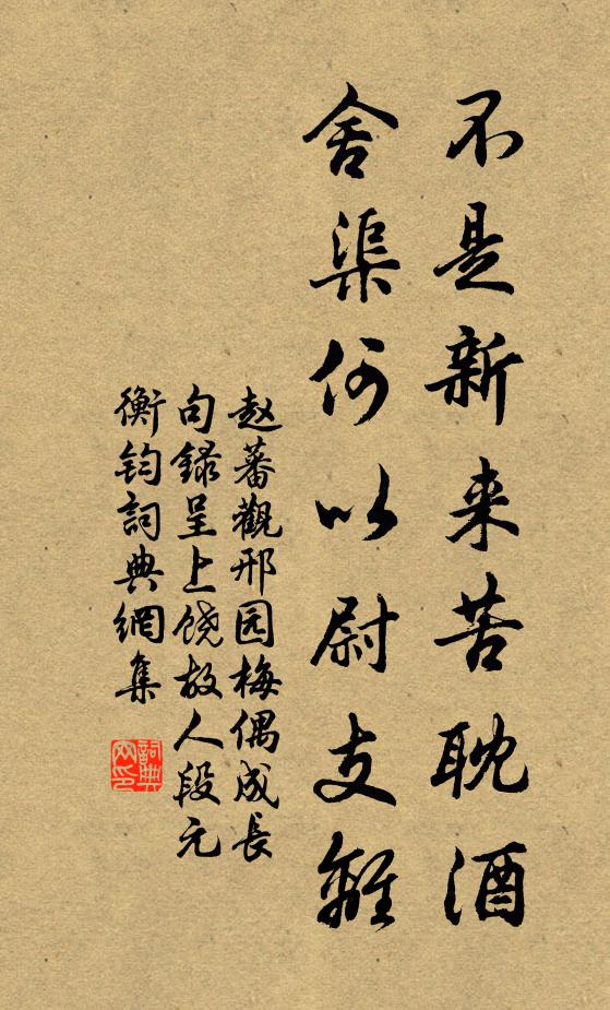 赵蕃不是新来苦耽酒，舍渠何以尉支离书法作品欣赏