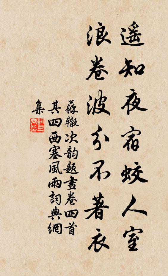 苏辙遥知夜宿蛟人室，浪卷波分不著衣书法作品欣赏