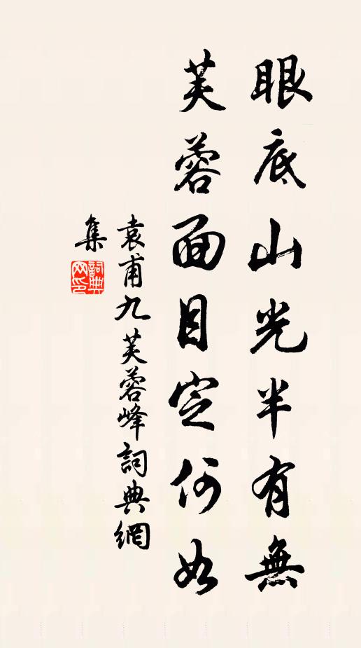 袁甫眼底山光半有无，芙蓉面目定何如书法作品欣赏