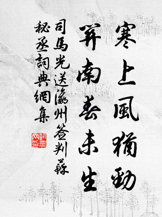 司马光寒上风犹劲，关南春未生书法作品欣赏