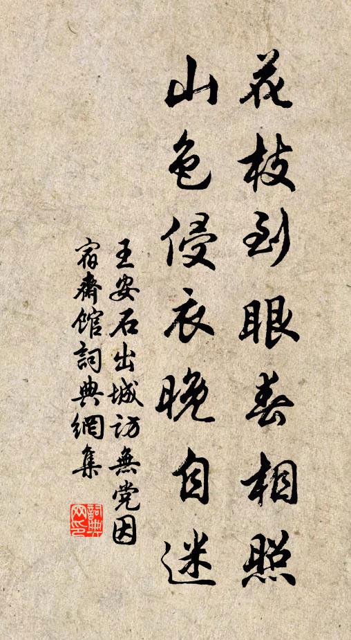 王安石花枝到眼春相照，山色侵衣晚自迷书法作品欣赏