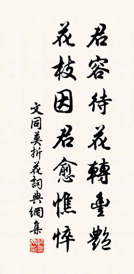 文同君容待花转丰艳，花枝因君愈憔悴书法作品欣赏