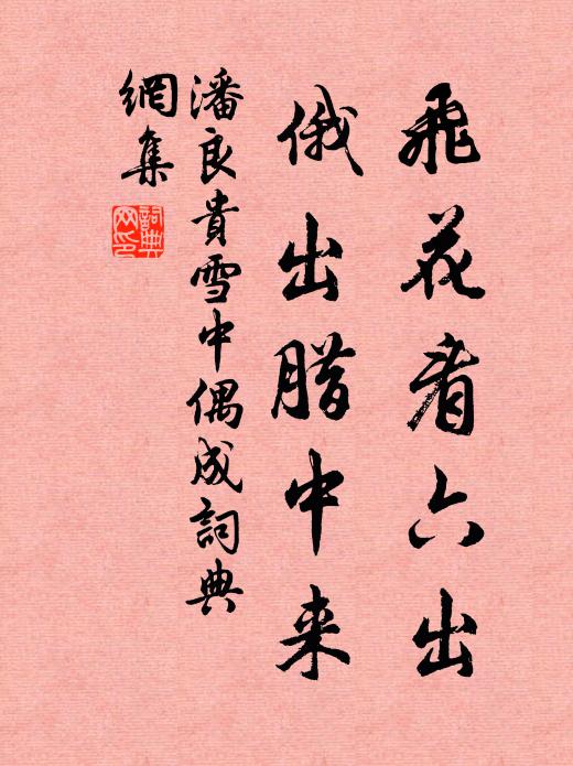 潘良贵飞花看六出，俄出腊中来书法作品欣赏