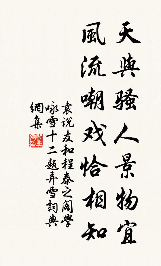 袁说友天与骚人景物宜，风流嘲戏恰相知书法作品欣赏