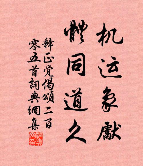 释正觉机运象先，体同道久书法作品欣赏