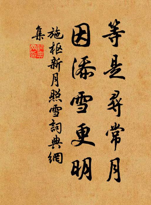 施枢等是寻常月，因添雪更明书法作品欣赏