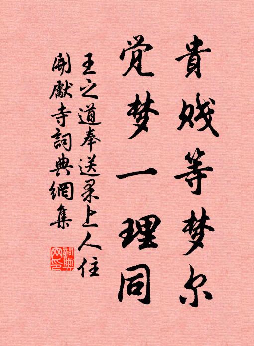 王之道贵贱等梦尔，觉梦一理同书法作品欣赏