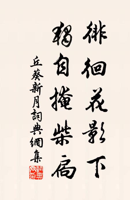 丘葵徘徊花影下，独自掩柴扃书法作品欣赏