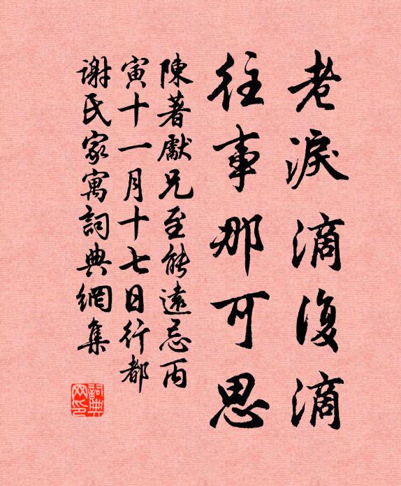 陈著老泪滴复滴,往事那可思书法作品欣赏