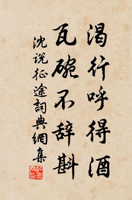 沈说渴行呼得酒，瓦碗不辞斟书法作品欣赏