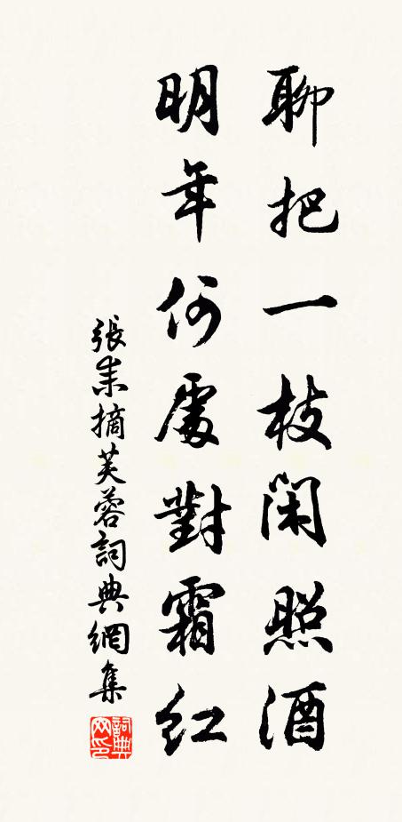 张耒聊把一枝闲照酒，明年何处对霜红书法作品欣赏
