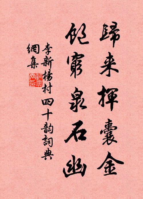 李新归来挥囊金，饱穷泉石幽书法作品欣赏