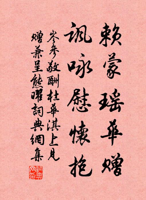 岑参赖蒙瑶华赠，讽咏慰怀抱书法作品欣赏