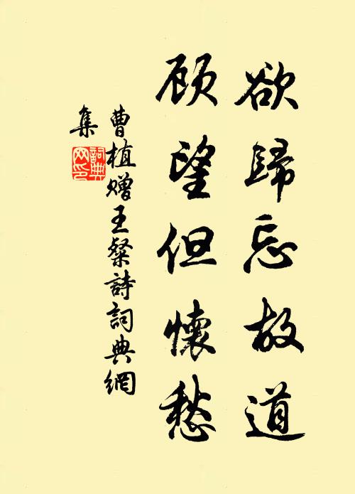 曹植欲归忘故道，顾望但怀愁书法作品欣赏