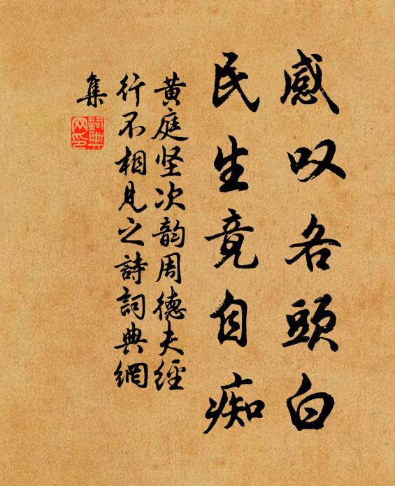 黄庭坚感叹各头白,民生竟自痴书法作品欣赏